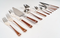 CHRISTOFLE: “Talisman” cutlery set “Sienna” Chinese lacquer 81 pieces