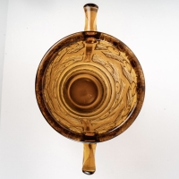  Vase Art-Déco à anses verre orange ambré dégagé à l’acide de DAUM