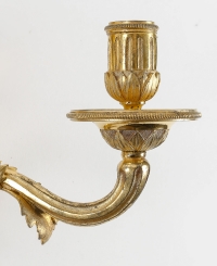 Paire d’appliques fin du XVIIIème siècle à deux bras de lumière en bronze doré vers 1790-1800