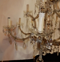 1950′ Lustre Cage En Cristal de Bohême 12 Lampes