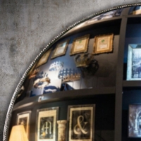 Miroir Sorcière, miroir bombé, Diamètre 120cm, miroir et métal, XXIème siècle.