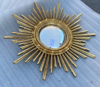 1950/70 ‘ Miroir soleil Convexe, Bois Doré – Diamètre 69 cm