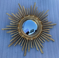 1950/70 ‘ Miroir soleil Convexe, Bois Doré – Diamètre 69 cm