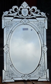 1880/1900&#039; Miroir Venise Napoléon 3 à Fronton Ajouré