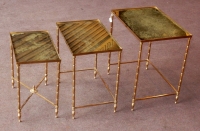 1950/70&#039; Série de 3 Tables Gigognes Modèle Bambou Maison Bagués