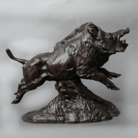 Sculpture - Sanglier Courant , Irénée Félix René Rochard (1906-1984) - Bronze