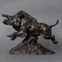 Sculpture - Sanglier Courant , Irénée Félix René Rochard (1906-1984) - Bronze