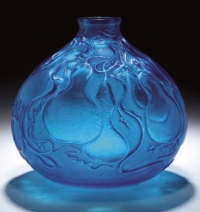 RENÉ LALIQUE Vase &quot;Courges&quot; Bleu Electrique