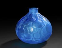 RENÉ LALIQUE Vase &quot;Courges&quot; Bleu Electrique