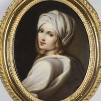 Miniature peinte sur porcelaine d&#039;après Guido Reni : Portrait de Béatrice Cenci, travail français du XIXe siècle