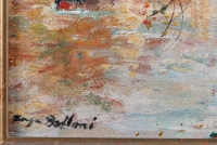 Serge Belloni « Le peintre de Paris » - Paris bords de Seine en Automne huile sur panneau vers 1970