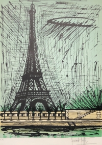 Buffet Bernard Tour Eiffel Lithographie Couleurs Papier arches Signée Certificat D’authenticité