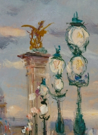 Serge Belloni « Le peintre de Paris » - Le Pont Alexandre III huile sur panneau vers 1970