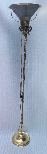 1950/70 Lampadaire en Bronze Doré Maison Baguès Modèle Bambou Avec Systéme Malabert Signé