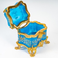 Coffret en opaline bleue et bronze doré d&#039;époque, XIXème siècle