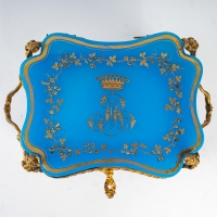 Coffret en opaline bleue et bronze doré d&#039;époque, XIXème siècle
