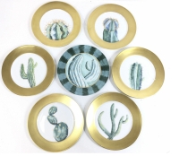 H.Mc Connico, Daum&amp; Limoge : Service Cactus Porcelaine 30 pièces