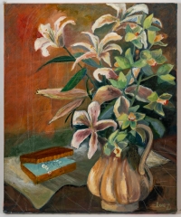 Bouquet de Fleurs, huile sur toile, XXème siècle