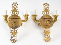 Paire d&#039;appliques du XIXème siècle en bronze doré