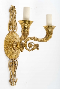 Paire d&#039;appliques du XIXème siècle en bronze doré