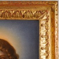 Superbe peinture sur porcelaine datant de la seconde moitié du XIXe siècle dans son cadre doré.
