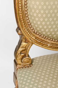 Ensemble de 2 fauteuils et 6 chaises de style Louis XVI, XIXème siècle