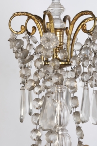 A Pair of French 19th Century Louis XVI St. Ormulu and Baccarat Crystal Girandoles.