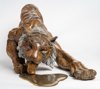 Tigre en bronze, fondeur Chapon, XXème siècle
