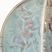 Miroir &quot;Deux Chèvres&quot; verre blanc patiné bleu - monture métal d&#039;origine de René LALIQUE