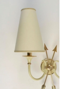 Pair of Neoclassical Sconces with Two Crossed Arrows by Maison Lunel, 1950