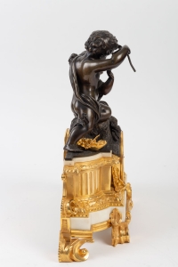 &quot;L&#039;Amour séduisant l&#039;Innocence&quot;-Pendule d&#039;esprit Louis XV, par Cresson Ft de Bronzes à Paris, 1850.