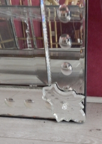 1900′ Miroir Venise à Bulles à Fronton 159 X 84 CM