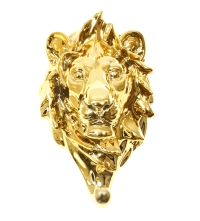 Sculpture en bronze doré, porte serviette représentant la tête d’un Lion, XXème siècle