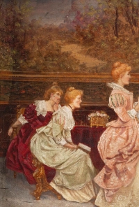Paire de tableaux huile sur toile fin XIXème siècle