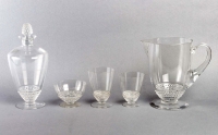 Service &quot;Nippon&quot; verre blanc 32 Pièces (30 Verres + 1 Broc + 1 Carafe) de René LALIQUE