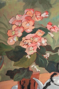 Table garnie pour le thé avec un Bouquet de Fleurs, XXème siècle.