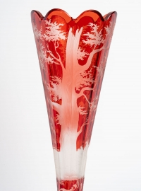 Paire de vases en bohême en forme flûte, XIXème siècle