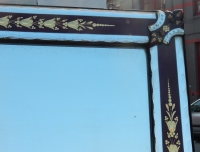 1900&#039; Miroir Venise Rouge et Or à Motifs de Fleurs Eglomisées 200 X 100 cm
