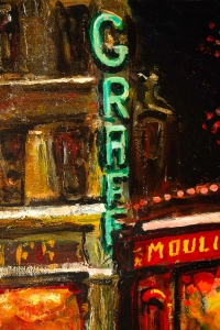 Armand Lourenco (1925-2004)- Le Moulin Rouge sous la Neige huile sur toile vers 1950-1960