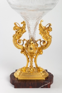 Vase en bronze doré et cristal Napoléon III 19e siècle