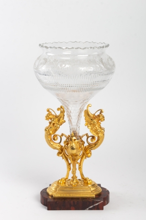 Vase en bronze doré et cristal Napoléon III 19e siècle||||||||||