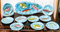 Service à poisson en céramique de Desvres par Gabriel Fourmaintraux