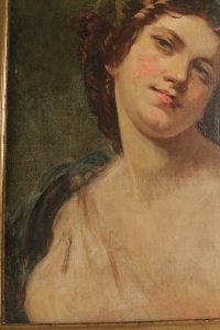 Elégante peinture du XIXème siècle représentant une femme romantique