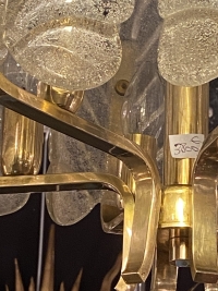 1970′ Lustre 6 Ampoules Par Carl Fagerlund en Cristal Diamètre 38x Hauteur: 70 cm