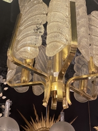1970′ Lustre 6 Ampoules Par Carl Fagerlund en Cristal Diamètre 38x Hauteur: 70 cm