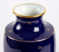Paire de vases couleur bleu de Sèvres, Modèle Clermont