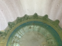 1970′ Vase de Murano Avec Bulles et Inclusions d’Or, Cristal Vert Bouteille , Signé Murano Toso H 39 cm