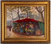 Huile sur panneau, Charles Camille Saint-Saëns (1835 - 1921), &quot;Le Marchand de fleurs&quot;