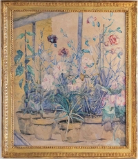 Fleurs Dans La Veranda. Maurice De Peyronnet 1882