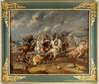 Atelier de Philips Wouwerman (1619-1668) Combat de cavalerie entre Orientaux et Impériaux huile sur toile vers 1660